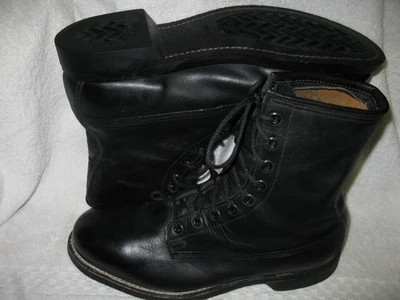 Vintage Cove Shoe Co.  black leather steel toe combat boots men's size 8 - Image 1 of 4