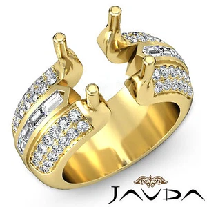 Round Semi Mount Pave Channel Set Diamond Engagement Ring 14k Yellow Gold 1.15Ct - Picture 1 of 6
