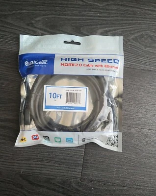QualGear High Speed HDMI 2.0 Cable with Ethernet 10ft Sealed New - Image 1 of 3