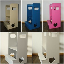 Learning Tower/Scala Montessoriana Legno'CUORE' Silver/ Bianca/Blu/ Rosa/ Crema