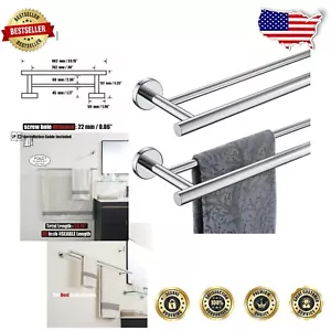 Polished Chrome Towel Rack - 2 Pack Double Bar, 30 Inch for Bathroom Efficiency - Picture 1 of 11