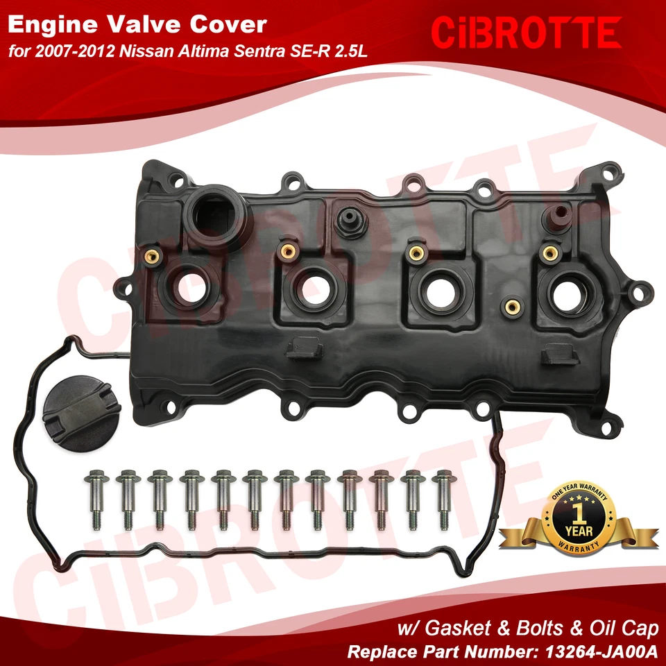 Tampa da válvula com gaxeta e parafusos e tampa para 2007-2012 Nissan Altima Sentra SE-R 2.5L - Imagem 1 de 4