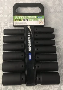 Pittsburgh 61903 13-Piece ½” Drive Deep Impact Metric Socket Set 12 Point 10-32 - Picture 1 of 8