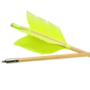 32" Archery Flu-Flu Arrow 8.5mm Traditional Wooden 4 Turkey Feather Longbow Hunt - Picture 1 of 26