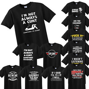 Mens Funny Novelty T-Shirts Sarcastic Joke Black Tee Shirt Top Gifts