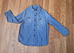 Genuine Oshkosh B’gosh Girl Long Sleeve Button Up Blue Soft Denim Shirt Size 4T - Picture 1 of 11