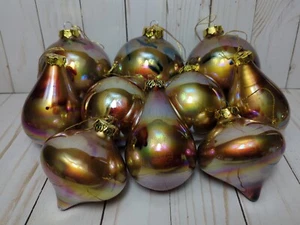 Hand Blown Glass Witches Ball Christmas Ornament LOT OF 10 Pink Purple Swirls  - Picture 1 of 8