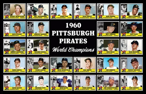 1960 PITTSBURGH PIRATES Baseball Card POSTER Roberto Clemente Bill Mazeroski Cover