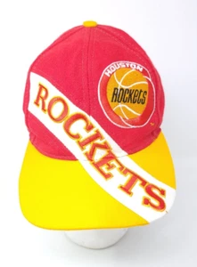 Vintage 90s NBA Houston Rockets Basketball Brim Arch Twill Snapback Hat Cap - Picture 1 of 11
