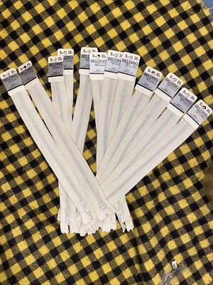 12 Lot New 9” YKK Zipper Tone Off White Metal Automatic Lock NOS Belding #572 - Image 1 of 4