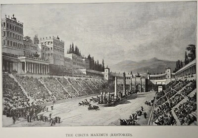 Vintage 1880 Woodcut Engraving The Circus Maximus (Restored) Italy G. Rehlender - Image 1 of 4