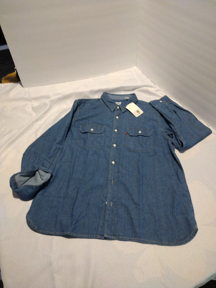 Levi’s Shirt Mens Large The Worker Blue Relaxed Fit Button Up Pockets Western