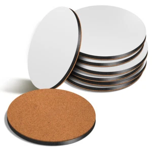 10cm MDF Blank Sublimation Coasters Cork Backed Round XL Jumbo Extra Large - Picture 1 of 3