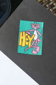 ACEO Original Pink Panther Original not a print mixed media - Bild 1 von 3