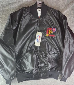 NEW VTG DETROIT PISTONS BAD BOYS BACK TO BACK WORLD CHAMPION SATIN JACKET XL USA - Picture 1 of 9