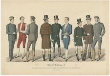 Antique Print of Men's Fashion in January 1886 by Klemm & Weiss (c.1900)