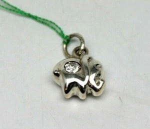 Sterling Silver 0.61" Elephant Diamond Center Pendant ZC 209 NEW - Picture 1 of 2