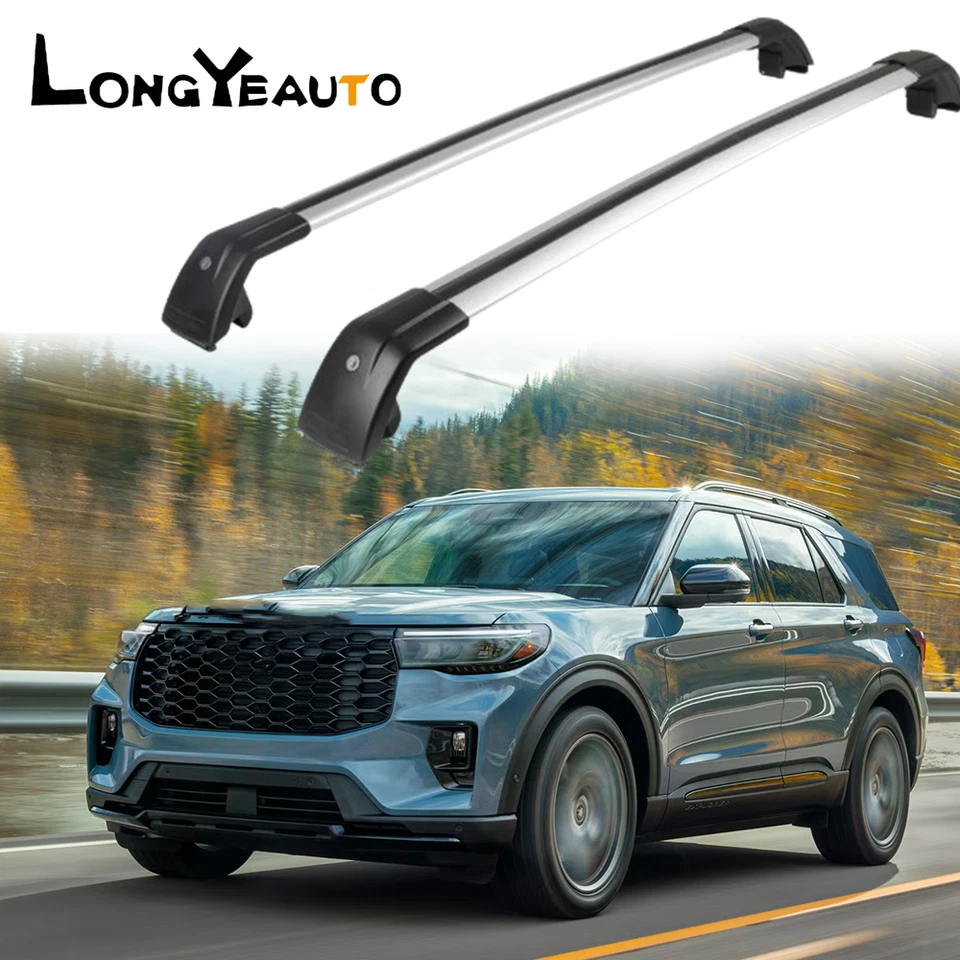 Crossbar Fits For Ford Explorer 2011-2019 Cross Bar Roof Rack silver black Foto 1 de 4