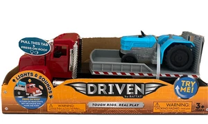 Driven by Battat Flatbed Truck Red Cab Lights Sound Tractor Tough Rigs - Picture 1 of 8