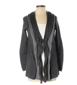 Daisy Fuentes RUFFLE Front CARDIGAN SWEATER In Gray size 1x - Picture 1 of 3