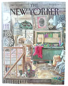 New Yorker Magazine Cover Only December 21 1987 Jenni Oliver Attic Christmas - Picture 1 of 5