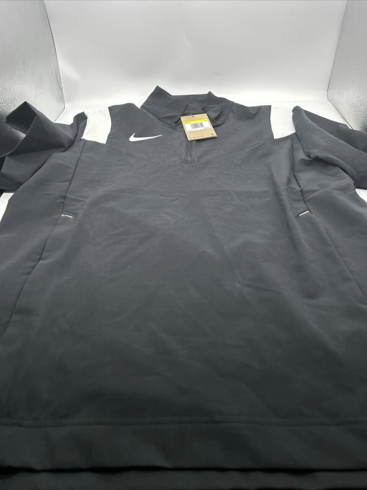 Nike DJ5113-010 Coach Performance Black White 1/4 Zip Golf Jacket Men's S