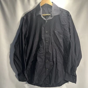 Bugatchi Uomo Mens Button Up Shirt Black Squares Cotton Size XL - Picture 1 of 5