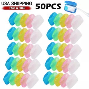 50 Pack Travel Toothbrush Head Covers Portable Toothbrush Caps Case Protector - Picture 1 of 12