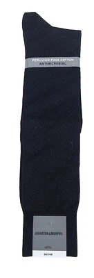 Calcetines sobre la pantorrilla de algodón Pima peruano Johnston & Murphy, negros, NUEVO Foto 1 de 4