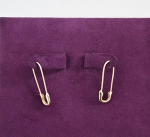 NEU SICHERHEITSROSA geformt ECHT 14K GELBGOLD Gewinde Ohrringe Reifen Umarmungen - Bild 1 von 6