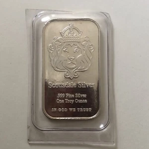 Scottsdale Silver .999 Fine Silver Bar One Troy Ounce In God We Trust VINTAGE - Picture 1 of 5