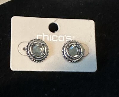 Chicos 耳环女式可爱精致耳钉水晶中心银色 1/2 — 第 1/4 张图片