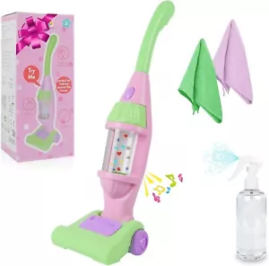 Kids Vacuum Cleaner Toy, with Light & Sounds Effects & Whirling Stars, Pink - Picture 1 of 7