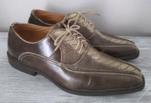 Lucio Ricci Oxfords Loafers Lace Up Brown Faux Reptile Men's Size 9M - Picture 1 of 10