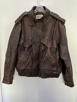 RARE Vintage American Eagle 100% Leather Bomber Jacket Size 44 - Image 1 of 4