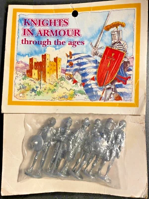 Vtg "KNIGHTS IN ARMOUR Thru the Ages" 6 Die-Cast Zinc Alloy, 1.5" Figures - UK - Image 1 of 3