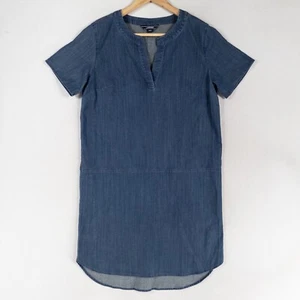 Vestido recto Lands' End para mujer 6 azul cambray manga corta minimalista informal - Imagen 1 de 8