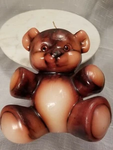 Vintage Wax Bear Candle, Brown Teddy Bear, 8in Tall, Artisinal Wax Work - Picture 1 of 12