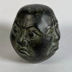 Piedra de metal fundido pátina verde china (?)) Escultura Cuatro Caras de la Vida Buda - Imagen 1 de 7