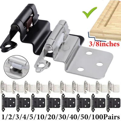 3/8" Inset Offset Kitchen Cabinet Doors Hinges Self Closing Face Mount Lot - Image 1 of 4