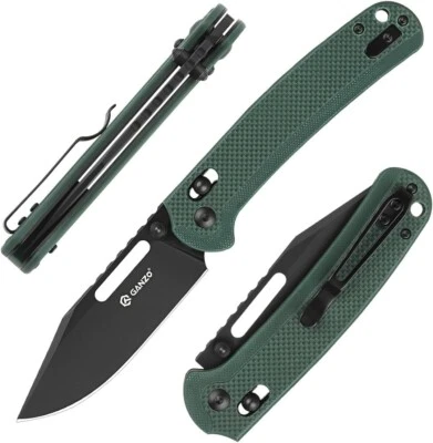 Ganzo G768PT-GB EDC Folding Pocket Knife Razor Sharp D2 Stainless Steel Green