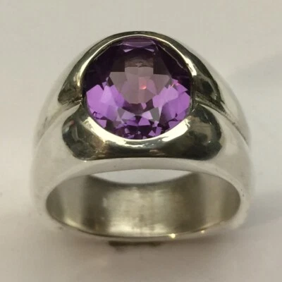 ANILLO HOMBRE PLATA ESTERLINA MJG. LABORATORIO OVALADO ALEJANDRITA 12x10mm. TALLA 10.  Foto 1 de 4