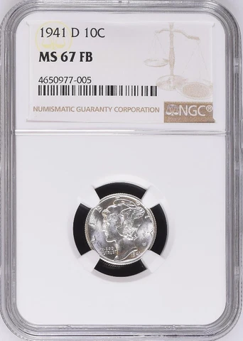 1941-D S10C WINGED HEAD OR MERCURY DIME NGC MS 67 FB FULL BANDS HIGHEST GRADES Cover