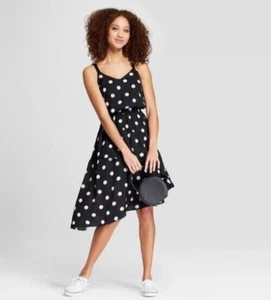 a new day Womens Black and White Polka Dot Sun Dress Women’s SZ LARGE NWT - Picture 1 of 11