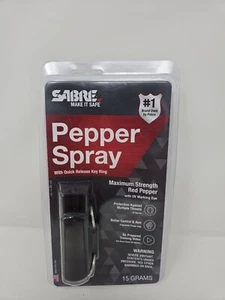 Sabre Red (BLACK) Pepper Spray Self Defense MAXIMUM STRENGTH W/UV DYE W/Key Ring - Picture 1 of 3