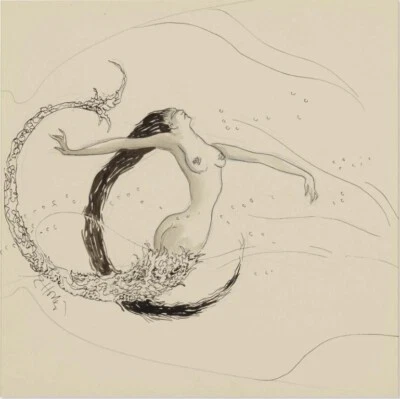Mermaid by Earl Horter, 1931 – Art Deco Mythical Nude Pen Drawing Print - Image 1 of 2
