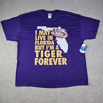 Camiseta LSU Tigers Forever NCAA Adulto Talla 2XL Púrpura Gildan Florida Foto 1 de 4