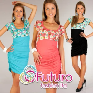 Womens Draped Patterned Floral Dress Pencil Tunic Summer Style Casual Wear 5421 - Picture 1 of 3