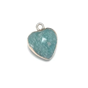 Amazonite Faceted Heart Pendant Turquoise/Gold 15x18mm - Picture 1 of 1