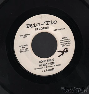 Hear 1966 J.J. Barnes Soul Funk VG+ DJ 45  Don't Bring Me Bad News / Day Tripper - Bild 1 von 1